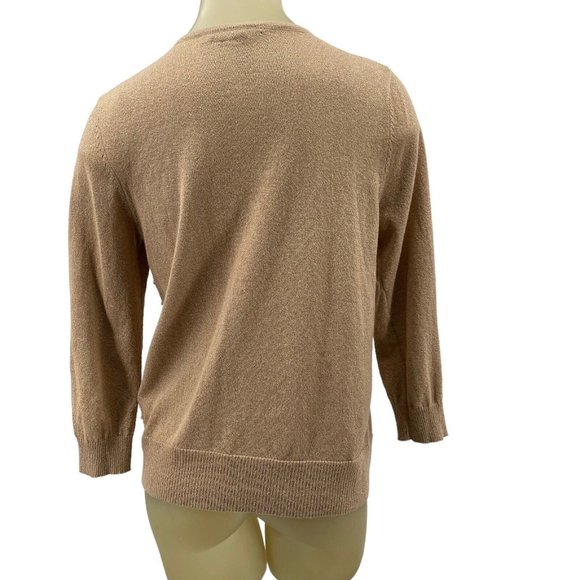 Cable & Gauge Womens Gold metallic cardigan sweater size large L  long sleeve - Picture 3 of 5